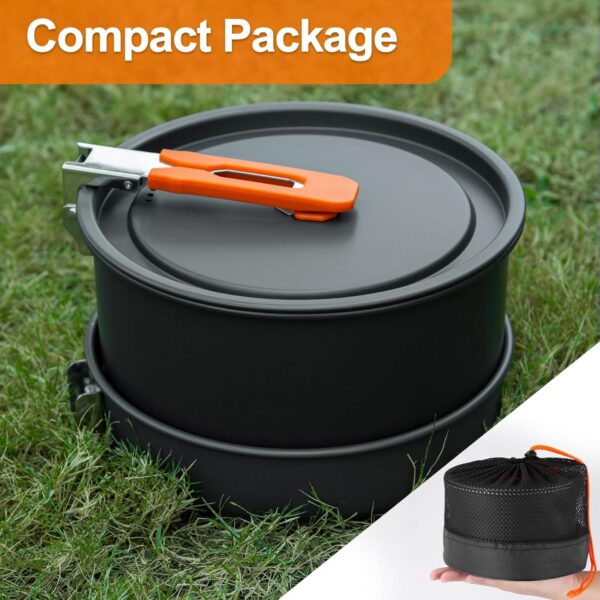 Odoland Camping Cookware Kit, Non-Stick Lightweight Camping Pot and Fry Pan Set with Mesh Bag for Camping, Backpacking, Outdoor Cooking Picnic - Image 8