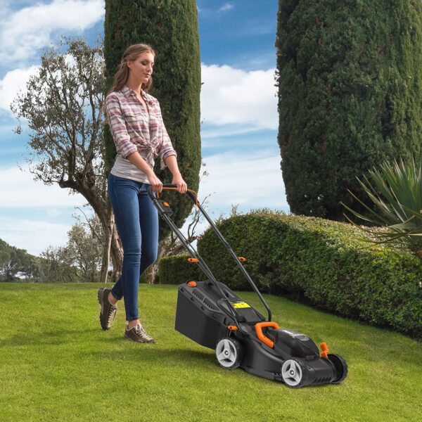 WORX 36V(40V MAX) 34cm Cordless Lawn Mower WG779E Push Mower, Cutting Height 20-70mm (6 Adjustment), 30L Grass Bag, Cutting Width Up to 280m², Powershare, 2 * 2.5Ah Battery, 1* Dual Port Charger - Image 9