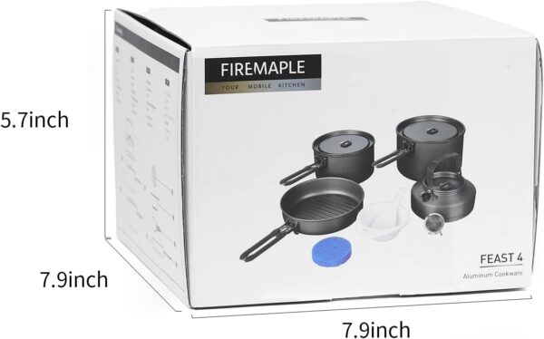 Fire-Maple Feast 4 Camping Cookware Set | Outdoor Cooking kit with Pot Kettle Pan Bowls and Spatula | Kitchen Utensils for 4 to 5 People Backpacking Trekking Hiking Fishing Picnic - Image 7