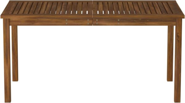 Walker Edison Acacia Patio Dining Table, Dark Brown - Image 5