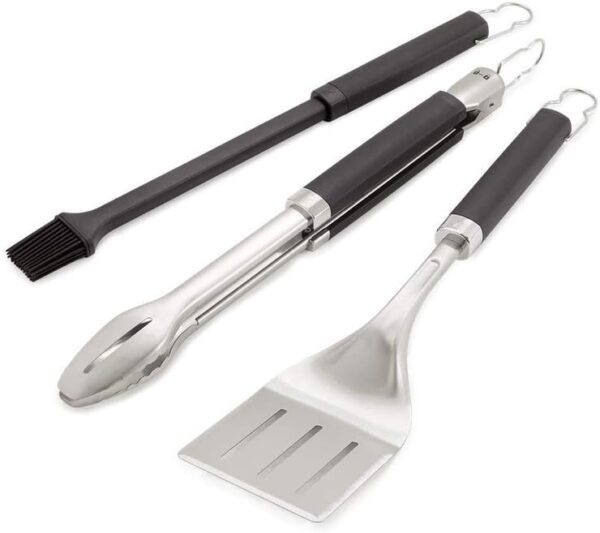 Weber Premium BBQ Tools Set - 3 Pcs | Stainless Steel Tongs, Spatula & Baster for Barbeque Cooking & Premium Grill Mitt - Cotton & Polyester Oven Mitt for Safely Barbecuing - Image 3