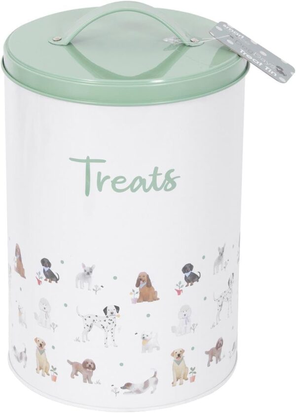 Dog Treat Tin Food Storage Container | Puppy Biscuit Jar with Lid - Image 3