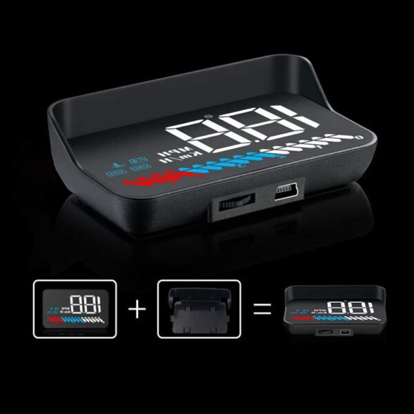 Universal Car HUD Head Up Display, Head-Up Display LED Speedometer Color Projection Speed Warning M7 with GPS OBD Mode - Image 4