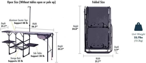 GCI OUTDOOR Master Cook Station | Portable Folding Kitchen Table with Soft Shell Sink, Heat Resistant Tabletop & Telescoping Lanter Pole, Perfect for Camping Trips - Image 4