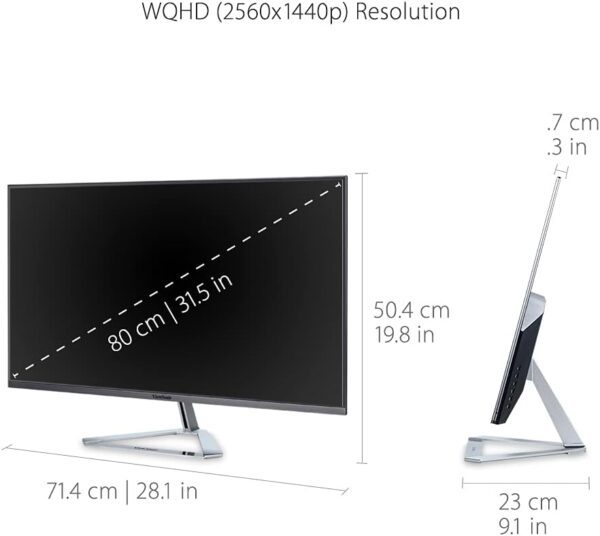 ViewSonic VX3276-2K-MHD 32 Inch IPS WQHD Monitor with 99% sRGB, 2x HDMI, DisplayPort, Mini DisplayPort, Eye Care for Work and Entertainment at Home, Silver/Black - Image 5