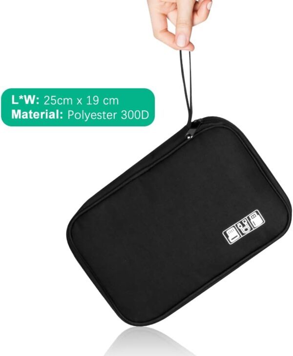 HCFGS Electronics Accessories Organizer Bag, Travel Cable Organiser Bag, Universal Carry Travel Gadget Bag for USB Cable Drive, SD Card, Charger Hard Disk (Black) - Image 5