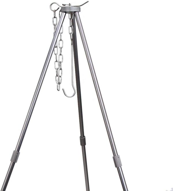 inherited Outdoor Cooking Tripod(Silver), Adjustable Foldable Hanging Portable Tripod for Cooking, Drying Clothes, Pot Roast, Grilling Outdoor Picnic Camping BBQ Cooking Hanger with Storage Bag - Image 7