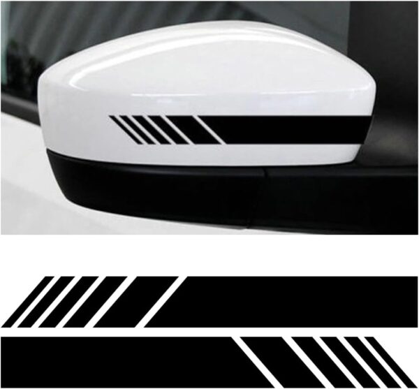 CGEAMDY 2 PCS Rear View Mirror Car Stickers Reflective Strips, Rear View Mirror Waterproof Stickers Decor Car Body Sticker, Tuning Sticker DIY Exterior Accessories for Car Side Mirror(Black) - Image 2