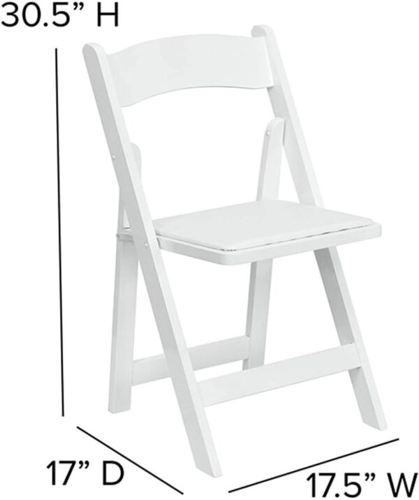 Flash Furniture 4 Pack HERCULES Series Wood Folding Chair with Vinyl Padded Seat, White, Set of 4 - Image 4