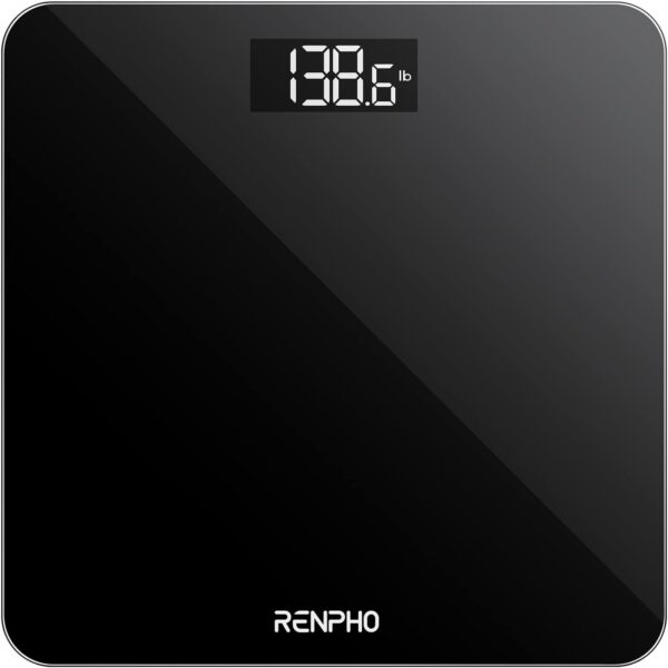 RENPHO Digital Bathroom Scales for Body Weight, Weighing Scale Electronic Bath Scales with High Precision Sensors Accurate Weight Machine for People, LED Display, Step-On, Black, Core 1S - Image 2