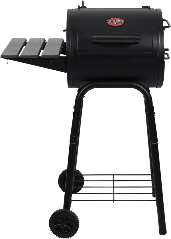 Char-Griller® Patio Pro Charcoal Grill and Smoker with Cast Iron Grates, Premium Metal Shelf and Damper Control, 250 Cooking Square Inches in Black, Model 1616 - Image 2