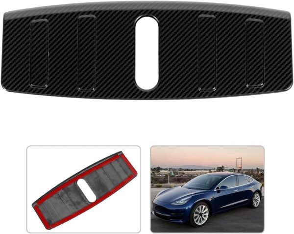 KIMISS Front Hood Plate Cover,Carbon Fiber Surface Front Hood Protector Sill Plate Cover Fit for Model 3 18-19 Black - Image 7