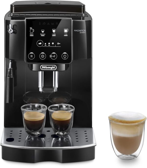 De'Longhi Magnifica Start ECAM222.20.B, Automatic Coffee Machine with Milk Nozzle, Bean to Cup Espresso Machine with 4 One-Touch Recipes, Soft-Touch Control Panel, 1450W, Black - Image 2