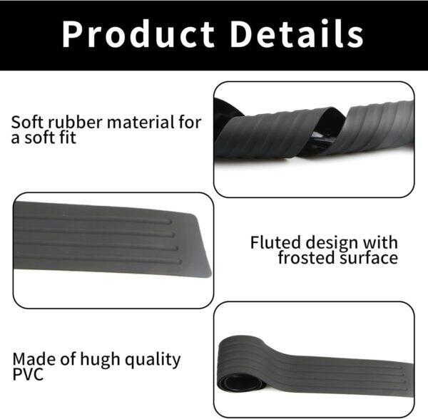 Car Rear Bumper Protector, Rubber Bumper Guard Trunk Guard Cover Flexible for Cars SUV Truck (Black) - Image 5