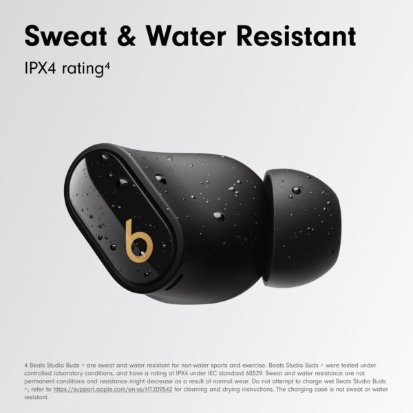 Beats Studio Buds + | True Wireless Noise Cancelling Earbuds, Enhanced Apple & Android Compatibility, Built-in Microphone, Sweat-Resistant Bluetooth Headphones, Spatial Audio – Black/Gold - Image 12