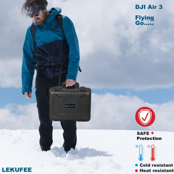 Lekufee Waterproof Carrying Case Compatible with DJI Air 3 Fly More Combo/DJI RC Pro/DJI RC 2/DJI RC N2/DJI RC/RC N1 Remote Controller and DJI Air 3 Drone Accessories(Case Only) - Image 8