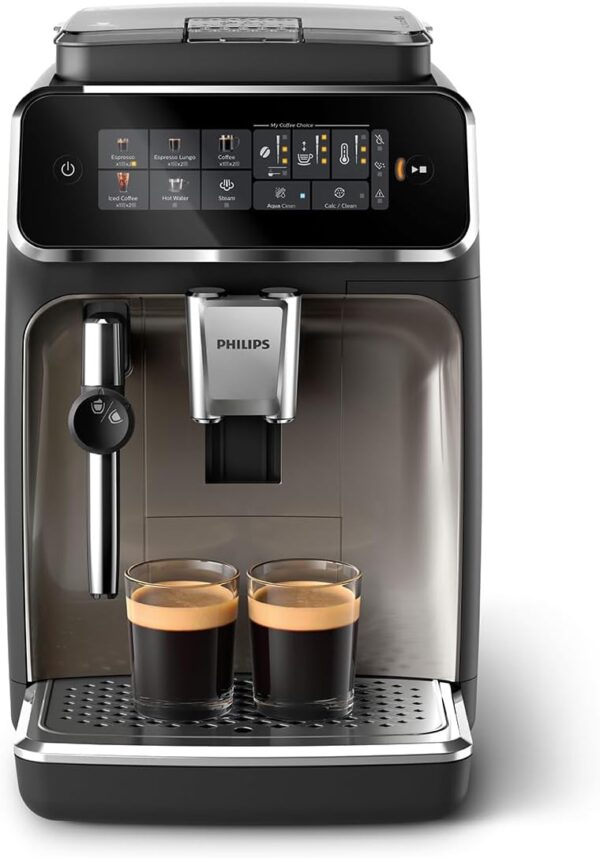 PHILIPS 3300 Series Fully Automatic Espresso Machine - 5 Beverages, Intuitive Touch Display, Classic Milk Frother, SilentBrew, 100% Ceramic Grinder, AquaClean Filter, Black Chrome (EP3326/90) - Image 2