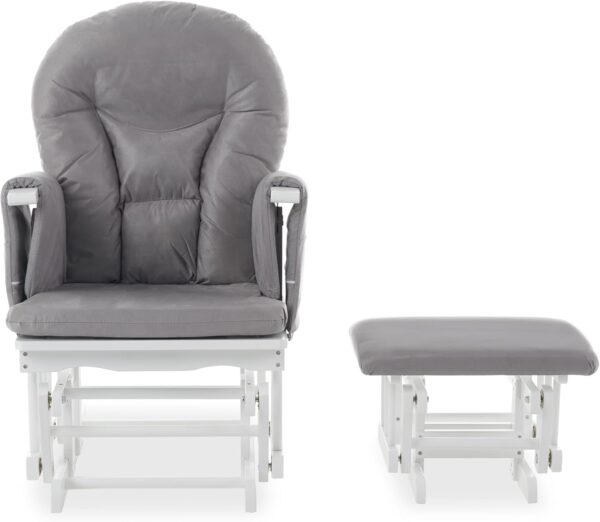 Obaby Reclining Glider Chair & Stool-White, Grey, 2 Count (Pack of 1) - Image 8