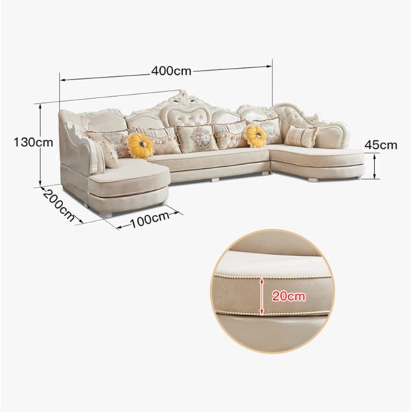 WTTTTW Beige, Oversized Modern Sectional Sofa Couch w/U-Shaped Double Chaise Lounge Chair, Detachable & Washable Noble Living Room Sofa, Solid Wood Loft Sofa - Image 8