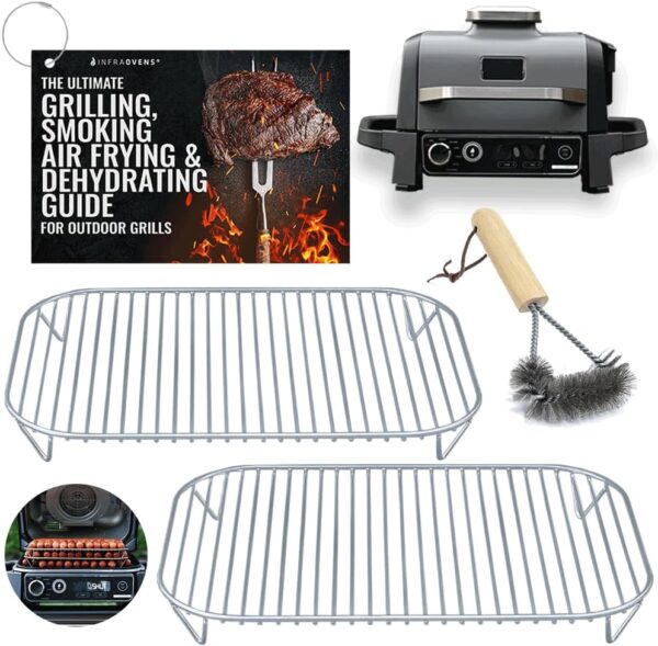 Stainless Steel Rack Set for Ninja Woodfire Outdoor Grill and Smoker with Waterproof Cooking Guide Accessory OG701 OG751 7-in-1 Wood Fire Electric Air Fryer Accessories, Dishwasher Safe by INFRAOVENS - Image 2