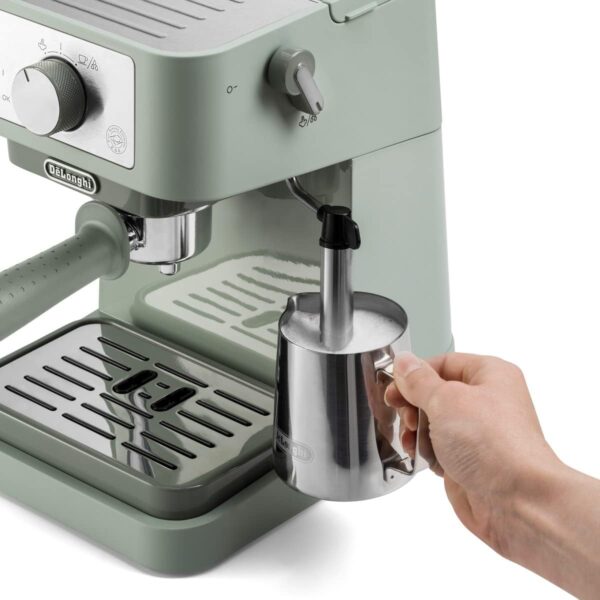 De'Longhi Manual Coffee Machine Stilosa EC260.GR, 15 Bar Pressure, Cappuccino System, Automatic Switch-Off, Compatible with ESE pods, 2 Level Tray, Capacity 1L, Green - Image 3