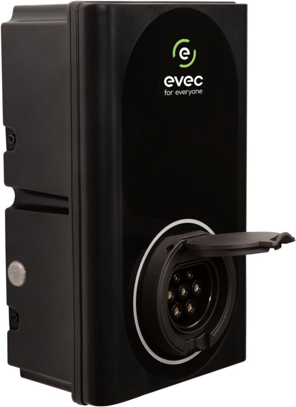 evec VEC01 | EV charger | Electric Vehicle Charger | Type 1, Type 2 | 7.4kW | Untethered | Single Phase | Wall Mount | EV Home Charger| Level 2 Charger | Black, 30x19x12.6cm - Image 3