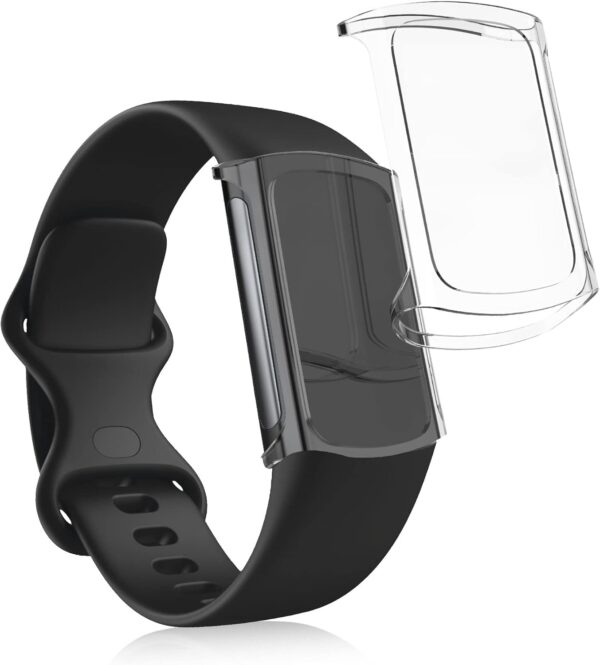 kwmobile Case Compatible with Fitbit Charge 6 / Charge 5 Case - 2x TPU Silicone Fitness Tracker Cover - Transparent - Image 9