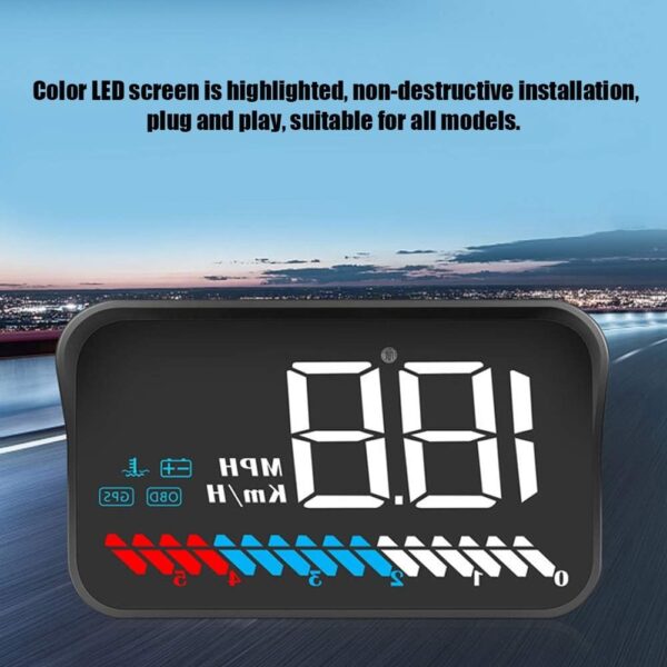 Universal Car HUD Head Up Display, Head-Up Display LED Speedometer Color Projection Speed Warning M7 with GPS OBD Mode - Image 8