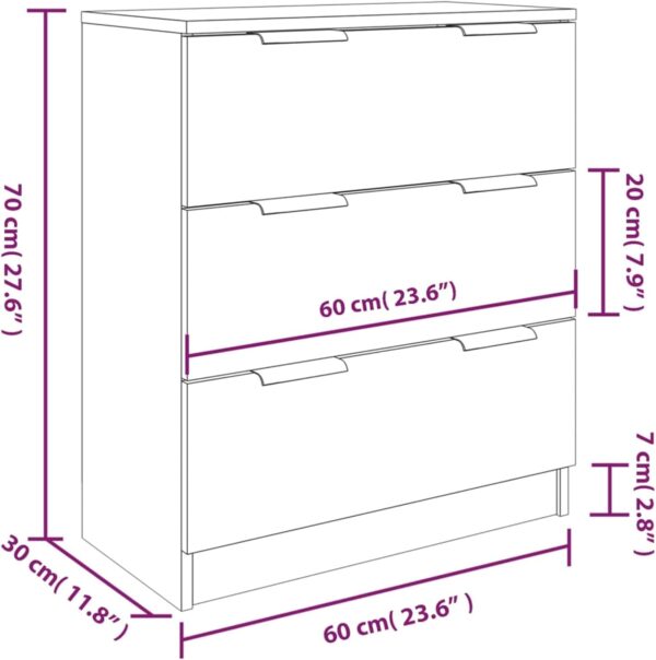 Homgoday 3 Piece Sideboards Grey Sonoma Engineered Wood, Side Cabinet, Cupboard Storage Cabinet for Dining Living Room, Hallway and Kitchen, Home Office Furniture Buffet Cabinet - Image 3