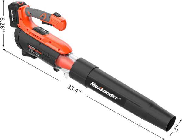 MAXLANDER Cordless Leaf Blower,20V 350CFM Battery Powered Leaf Blowers for Lawn Care, Electric Lightweight Leaf Blower with 2-Speed Dial for Leaf/Snow/Dust Blowing (4.0Ah Battery & Charger Included) - Image 9