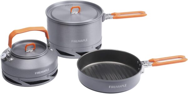 Fire-Maple Feast Heat Exchanger Set | Compact Camping Cookware Kit | Nested Design | Contain with a Pot, Kettle and Non-Stick Frypan | Ideal for Fishing, Picnic and Camp use - Image 2