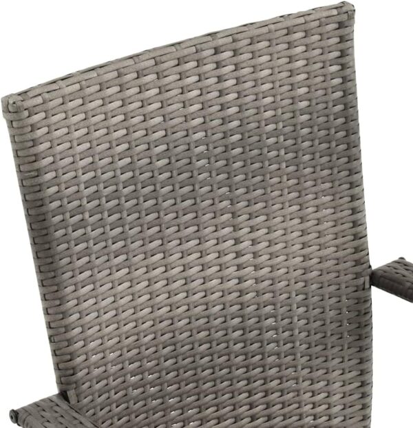 vidaXL Stackable Outdoor Dining Chairs - Grey Poly Rattan | Set of 2 | Lightweight & Space-Saving | Ideal for Patio/Terrace/Garden | Easy Assembly - Image 9