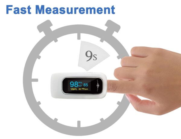 Rechargeable Oxygen Monitor Finger Adults, Bluetooth Pulse Oximeter CE Approved with Heart Rate and Perfusion Index, Free App iOS & Android and OLED Display - Image 6