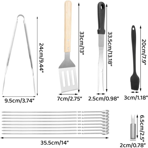 BBQ Tools Set, 24Pcs Stainless Steel BBQ Accessories with Storage Bag Professional Barbecue Tool Kit Grill Utensils for Men Women Outdoor Camping Party and Picnic - Image 6