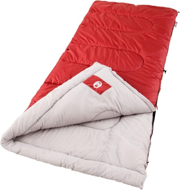 Coleman Sleeping Bag | 30°F Palmetto Sleeping Bag | Cool Weather Sleeping Bag, Red - Image 2