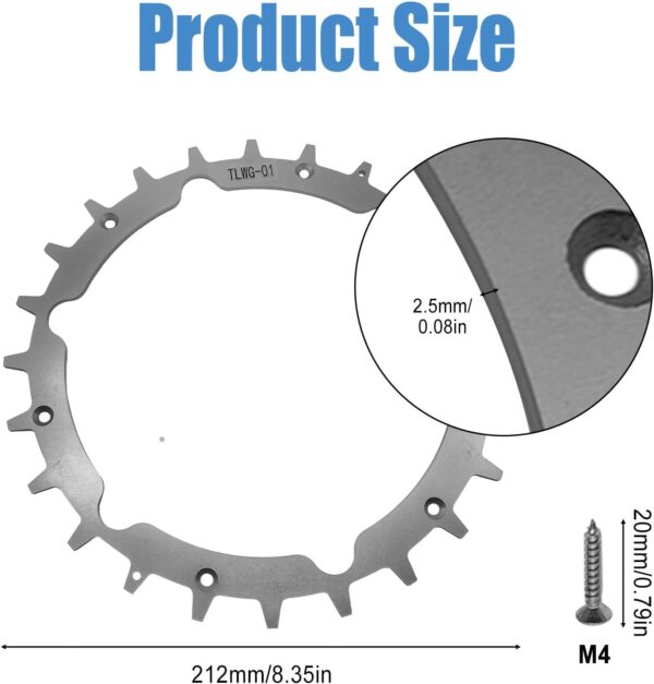 CDIYTOOL Stainless Steel Lawnmower Spikes for Gardena Sileno City Robotic Lawnmowers, 212 mm Robotic Lawnmower Wheel Spikes with 12pcs Screws, Traction Improvement for Gardena Robotic Lawnmower - Image 4