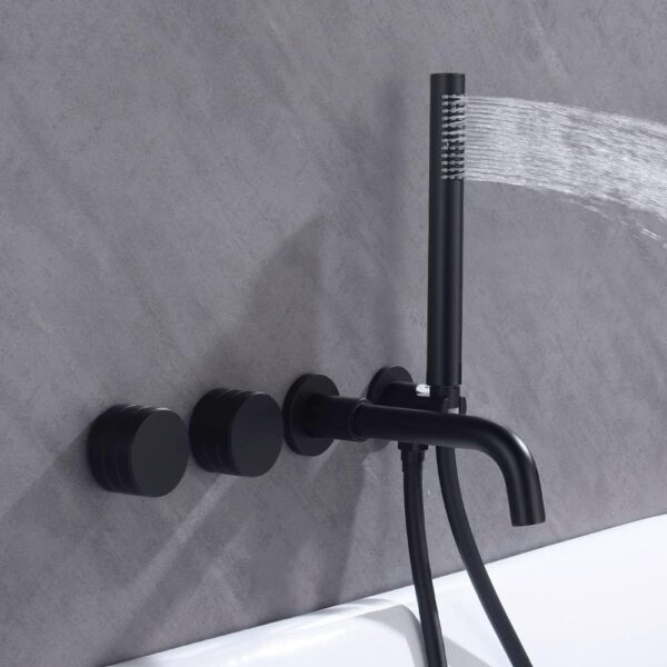 Matte Black Bathroom Bath Tap with Shower Handheld Mixer Shower Spout,Wall Mounted Bathtub Faucet 2 Functions Mixing Brass Valve Tub Tap - Image 5