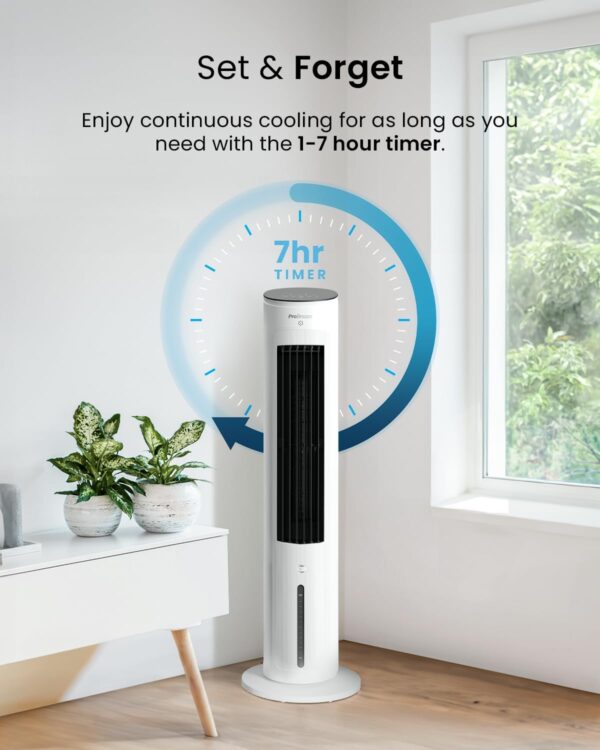 Pro Breeze® 5L Evaporative Air Cooler & Portable Tower Fan with 3 Fan Speeds, Remote Control, Automatic Oscillation, 7-Hour Digital Timer & Sleep, Natural and Humidification Mode for Home and Office - Image 8