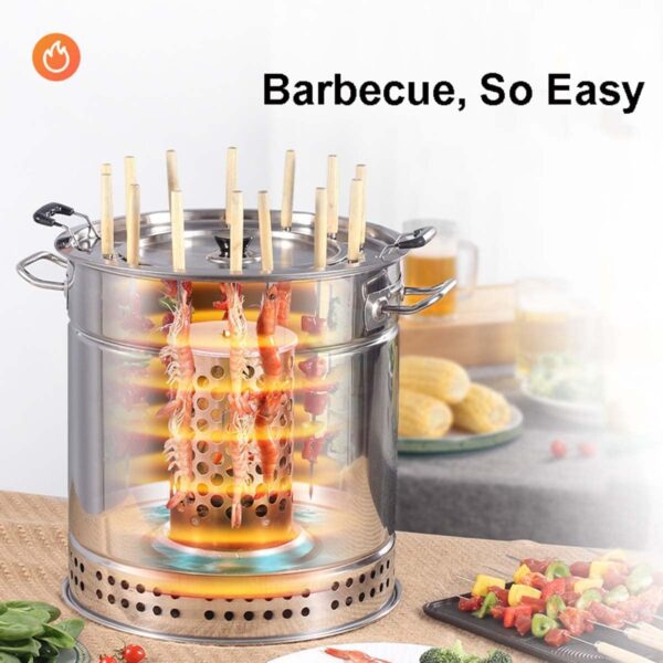 Portable Vertical Charcoal Smoker Grill Barrel Grill Outdoor Indoor Camping Smokeless Charcoal Barbecue Grill Bbq,L - Image 3