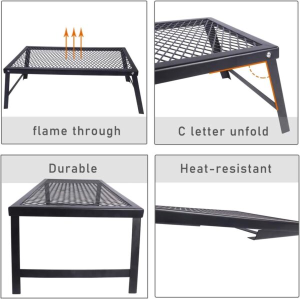 HIKEMAN Foldable Campfire Grill - Heavy Duty Charcoal Grill for cooking over an open fire,Camping Accessories Cooking For BBQ,Picnic,Hiking - Image 3