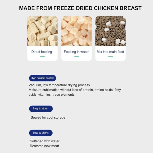 Zerodis Freeze Dried Diced Chicken Treats for Pets Meow Freeze Dried Chicken Breast - Image 6