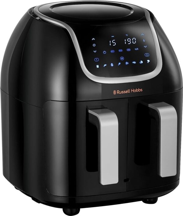 Russell Hobbs 27290 Snappi 8.5L/2x 4.25L Dual Basket Air Fryer - Family Digital Airfryer with Adjustable Drawers and Cooking Sync, Black, 1800W - Image 2