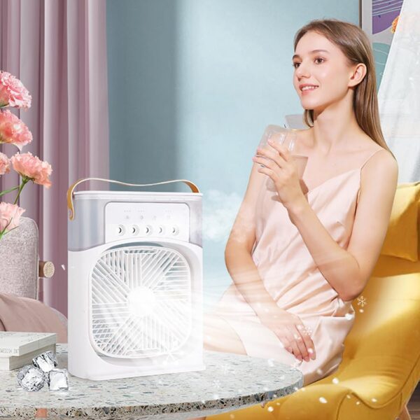 Portable Air Cooler 4-In-1 Mini Mobile Air Conditioner Fan, Evaporative Air Cooler 3 Speeds,600ml water tank, Rainbow Lights, Ideal for Home/Bedroom/Kitchen - Image 8