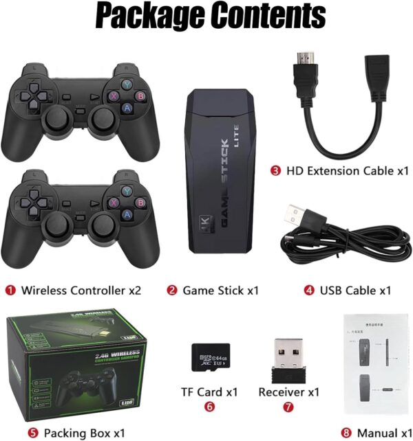 Video Games Console, Retro Games Console with 128G, 20000+ Classic Games, 2.4G Wireless Controllers, USB Plug and Play TV Game Stick for Kids Adults (3 Edition) - Image 7