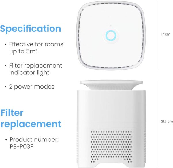 Pro Breeze® Air Purifier for Home, 4-in-1 with Pre, True HEPA & Active Carbon Filter with Negative Ion Generator. Air Cleaner for Home, Office, Allergies, Smoke, Dust, Pollen & Pet Hair - Image 6