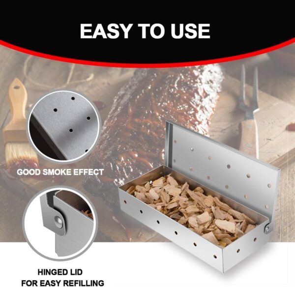 BBQ Smoker Box For Smoking: Stainless Steel BBQ Grilling Accessories For Gas, Electric Or Charcoal BBQ Grill - Image 3