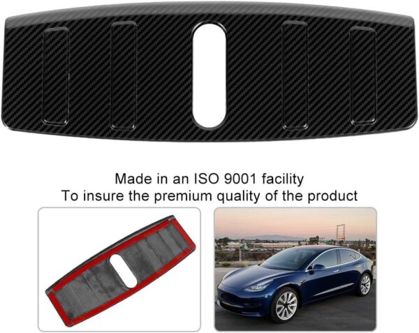 KIMISS Front Hood Plate Cover,Carbon Fiber Surface Front Hood Protector Sill Plate Cover Fit for Model 3 18-19 Black - Image 4