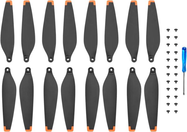 Ainiv 16pcs Propellers for DJI Mini 3 Pro, Replaceable Propellers for Drones, Low Noise Wing Blade Propeller Blade with Screwdriver and 24 Screws, Drone Accessories for DJI Mini 3 Pro (Black Orange) - Image 2