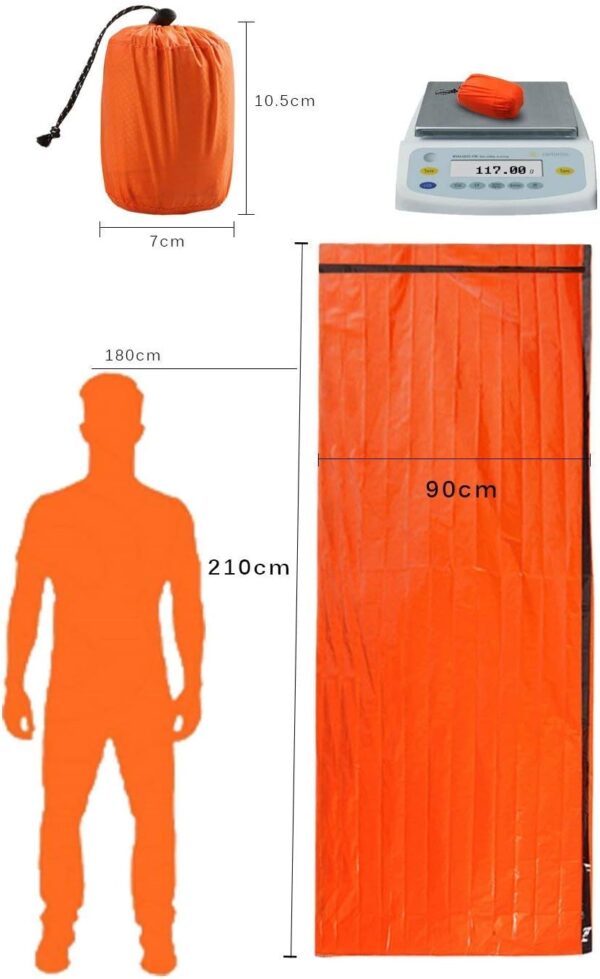 HONYAO Survival Sleeping Bag, Emergency Bivvy Bag Emergency Rescue Blanket Reusable for Outdoor Camping, Hiking - Image 6