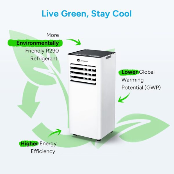 DR.PREPARE 9000 BTU Air Conditioning Unit, 4-in-1 Portable Air Conditioner with Remote Control, Dehumidifier, Cooling Fan with 2 Speeds, 24H Timer & Sleep Mode, Child Lock, Dual Window Venting Kit - Image 9